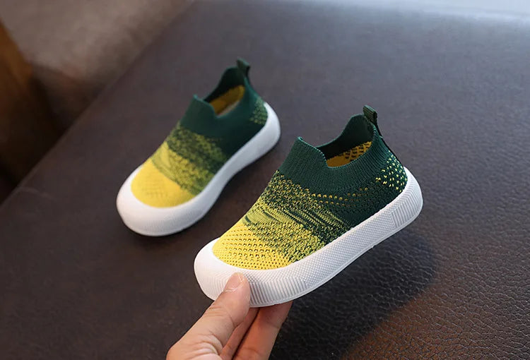Size 20-31 Children Shoes Spring Autumn Kids Sneakers Soft Breathable Mesh Boys Slip-on Shoes Patchwork Color Girls Shoes