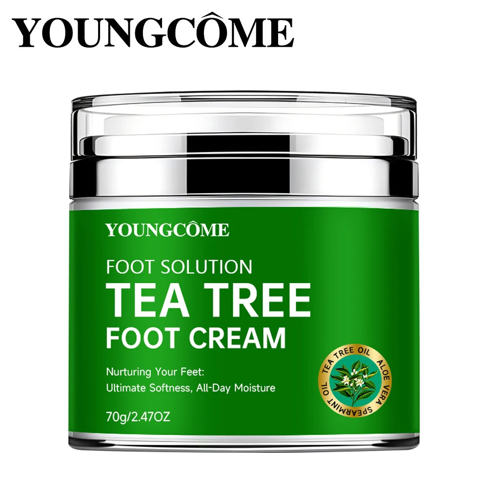 Tea Tree Foot Cream moisturizer with aloe vera and tea tree oil to deeply nourish the skin, for dry and rough skin, daily hand