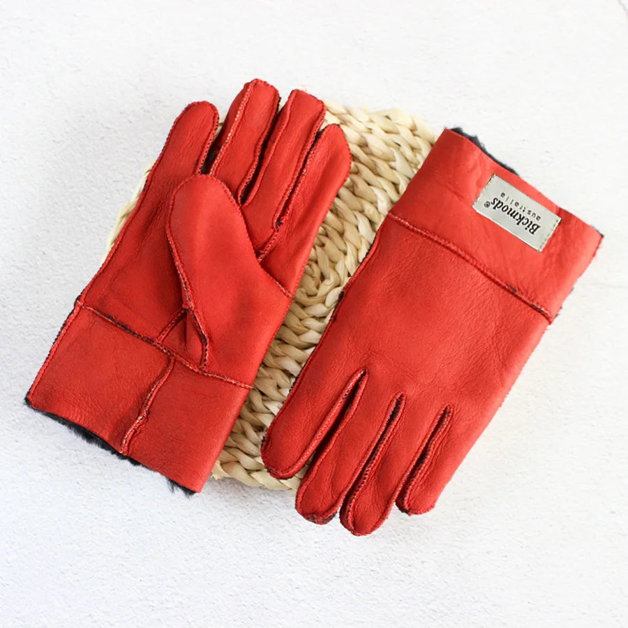 Winter Thickened Children's Sheepskin Fur Gloves Boys and Girls Windproof Warm Students Cold-Proof Leather Finger Gloves
