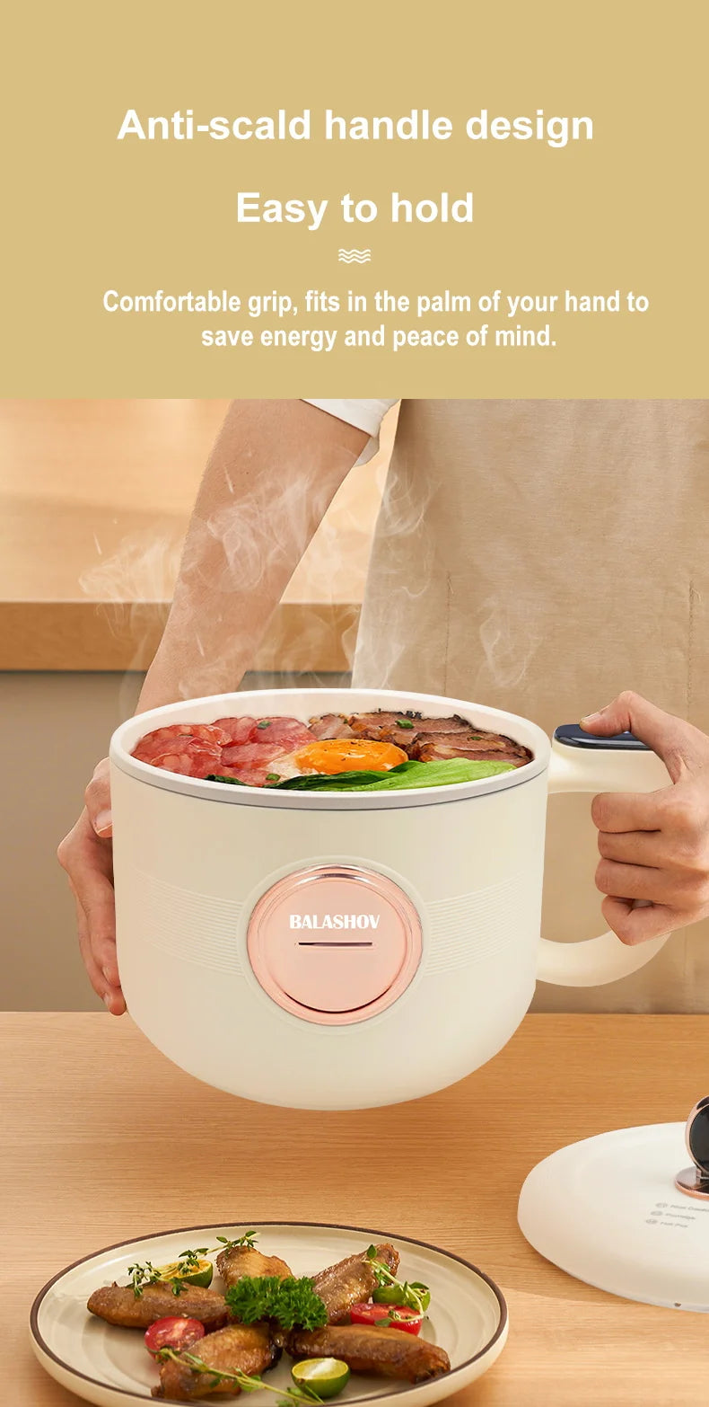 220V Multi Cookers Portable Electric Hot Pot 1.5L Household Non-stick Pan electric cooking pot for Ramen, Dumplings, Oatmeal