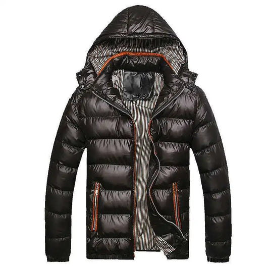 Winter Men's Hooded Parkas Thick Warm Casual Outwear Male Patchwork Fashion Padded Jackets Hat Detachable Slim Parkas Coats Man