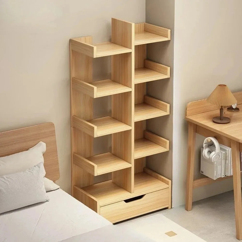 Multi-Level Bookshelf Floor Standing Storage Racks Office Display High Load-bearing Space Saving Stable and Durable Bookshelf