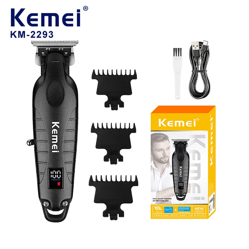 Kemei 2293 Electric Hair Clippers Men Professional Barber Hair Cutting Machine Wireless Carving Clipper Alloy Body Hair Trimmer