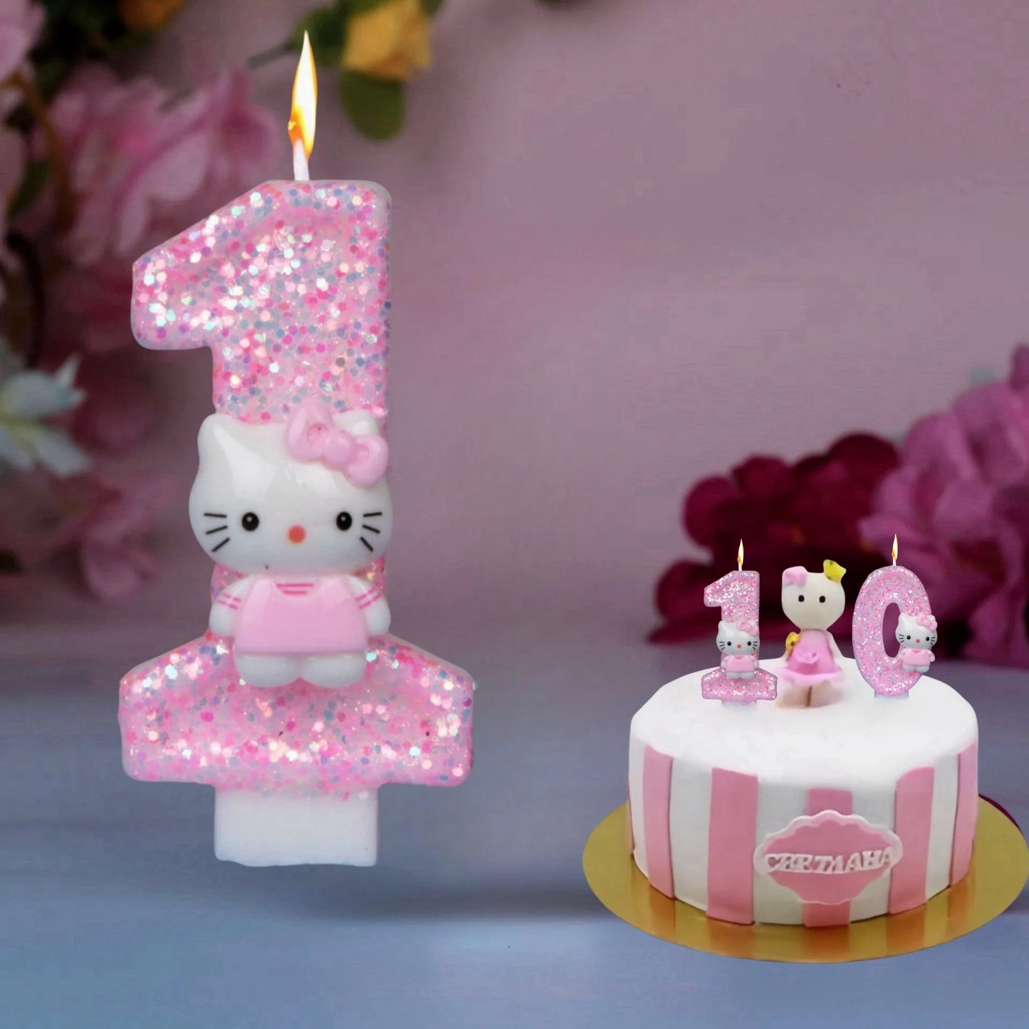 Kawaii Sanrio Hello Kitty 0-9 Digital Candles Creative Cartoon Pattern Party Decoration Supplies Birthday Cake Accessories Gift