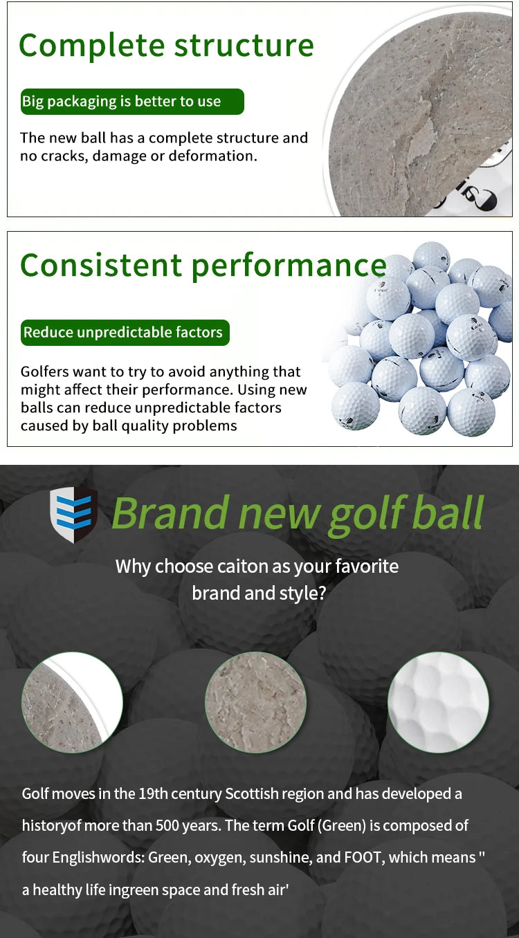 Caiton 50pcs 2-Layer Tournament Golf Balls, Soft Feel, Max Distance, Spin Control, Durable, Precision, Ideal for Training & Play
