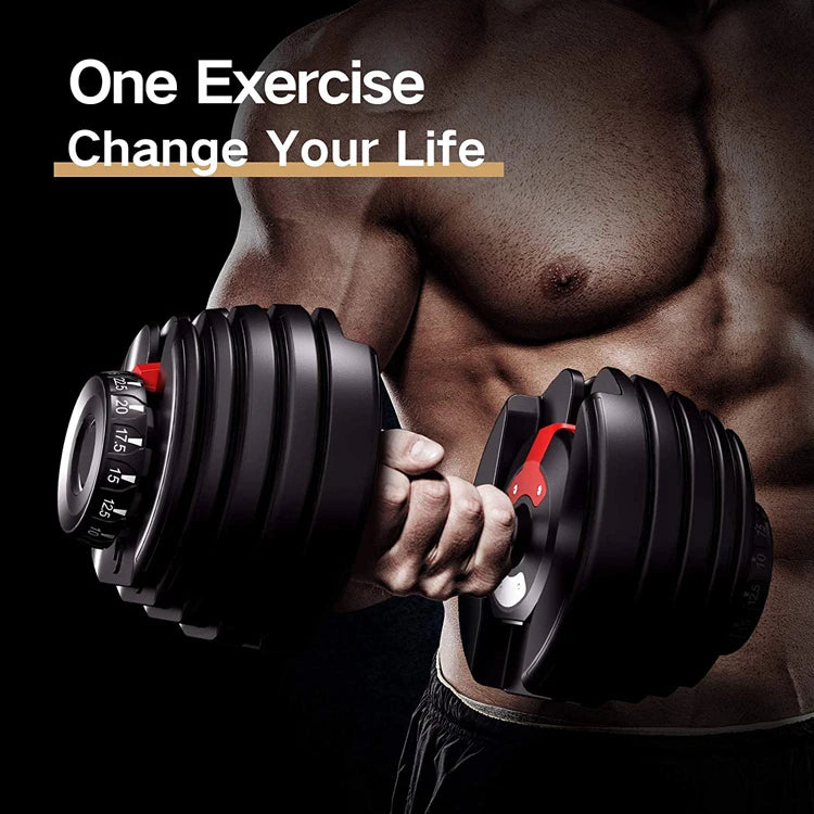 Adjustable Dumbbells Dumbbell Weight Set Home Gym Fitness 52.5lbs with Anti-Slip Handle and Tray for Men