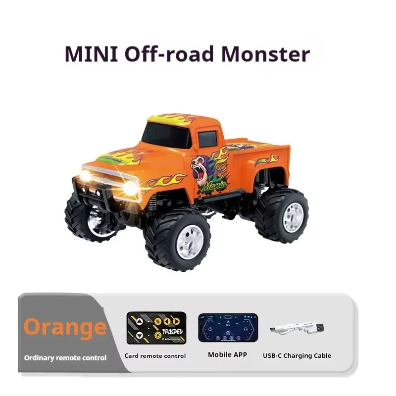 Little Monster 1/64 Rc Car Mini 2.4Ghz Remote Control Cars with Cool Spray Painting Pattern Rc Off-road Vehicle Boy’s Toys Gifts