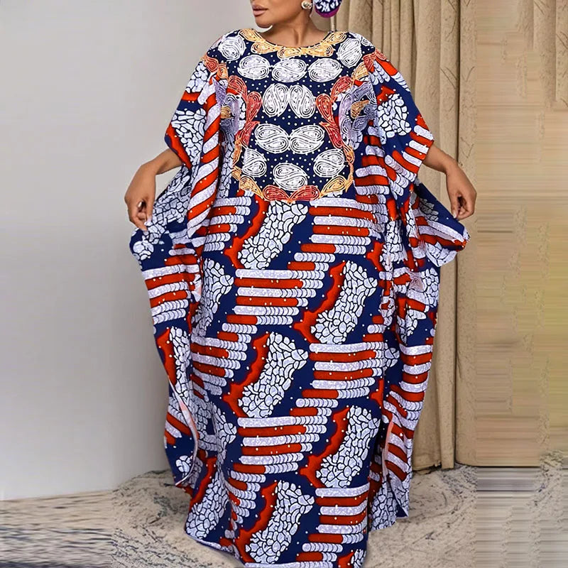 Plus Size 5XL VONDA Women Maxi Dress Bohemian Printed Long Vestidos Summer Half Bat Sleeve Casual Loose Robe Vintage Sundress