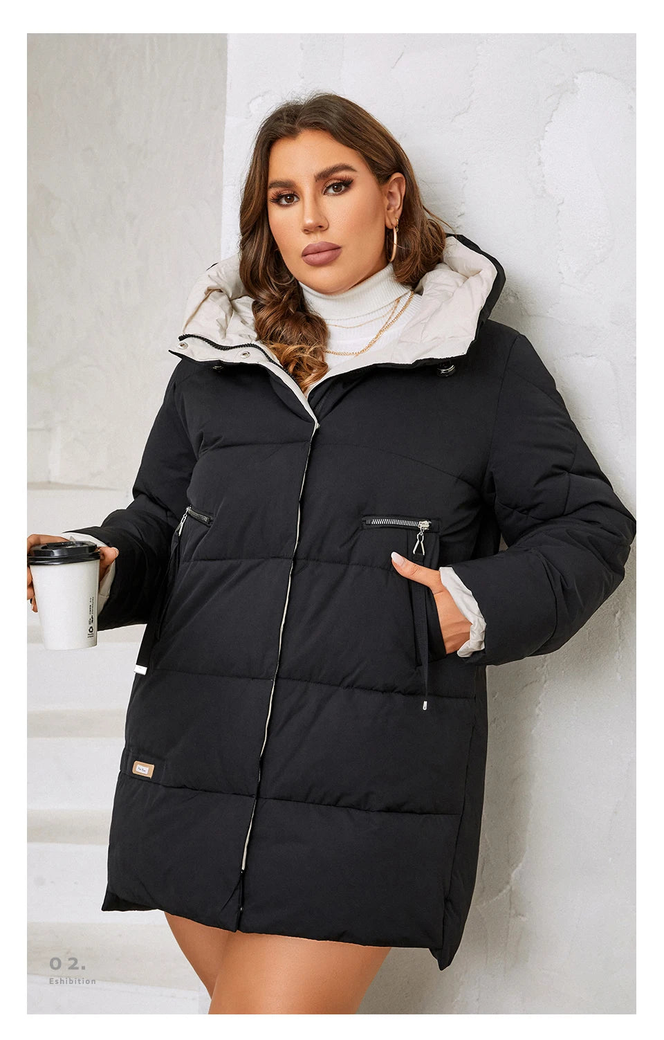 HaiLuoZi 2023 New Plus Size Women Winter Jacket XL-6XL Thick Female Outwear Slant Pockets High-quality Quilted Women's Coat 1115