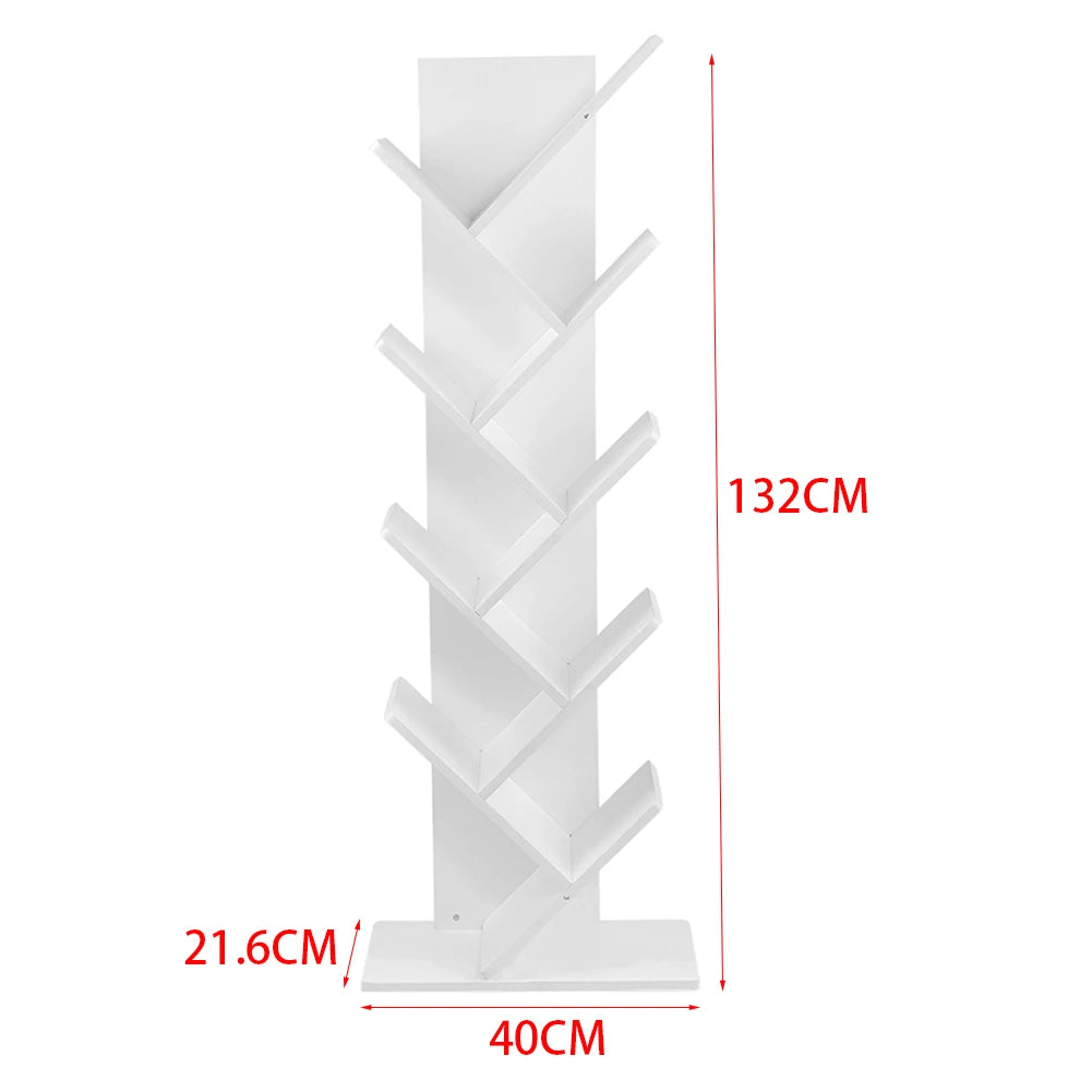 【Breeins】Rustic Standing Tree Bookshelf Wood Display Rack For Home Office Decoration Storage Organizer Shelf Bookcase