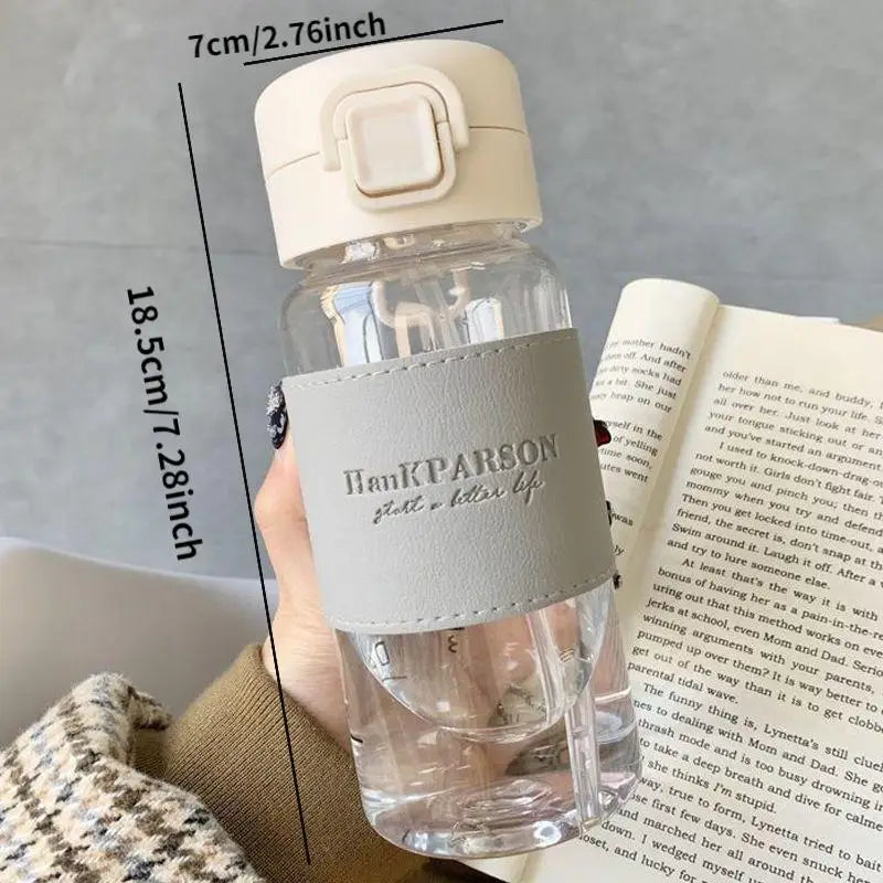 500ML Portable Water Bottle with Straw, Cute Leak-Proof Plastic Milk Cup Coffee Mug Tea Juice Cup Festive Christmas Casual Style