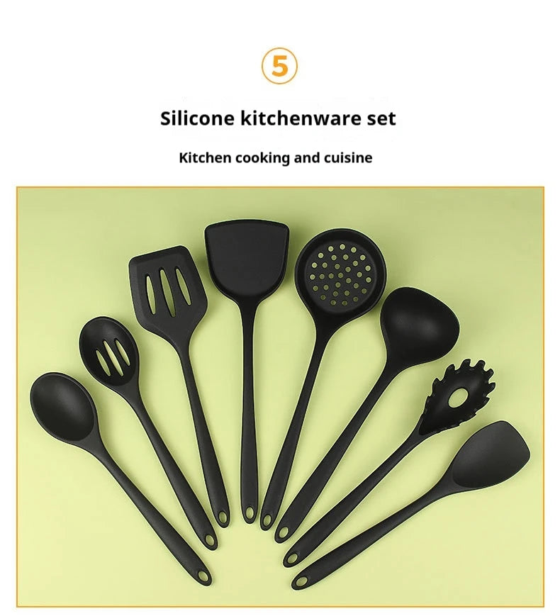 1/4/8pcs Non-Stick Pans Silicone Spatula Soup Ladle Slotted Spoon Cooking Tools for Kitchen Kitchen Utensil