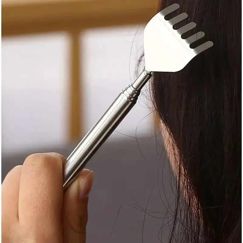 Stainless Steel Retractable Back Scratcher - Extendable Itch Relief Tool with Non-Ticking Scratching Artifact, Portable Back Rak