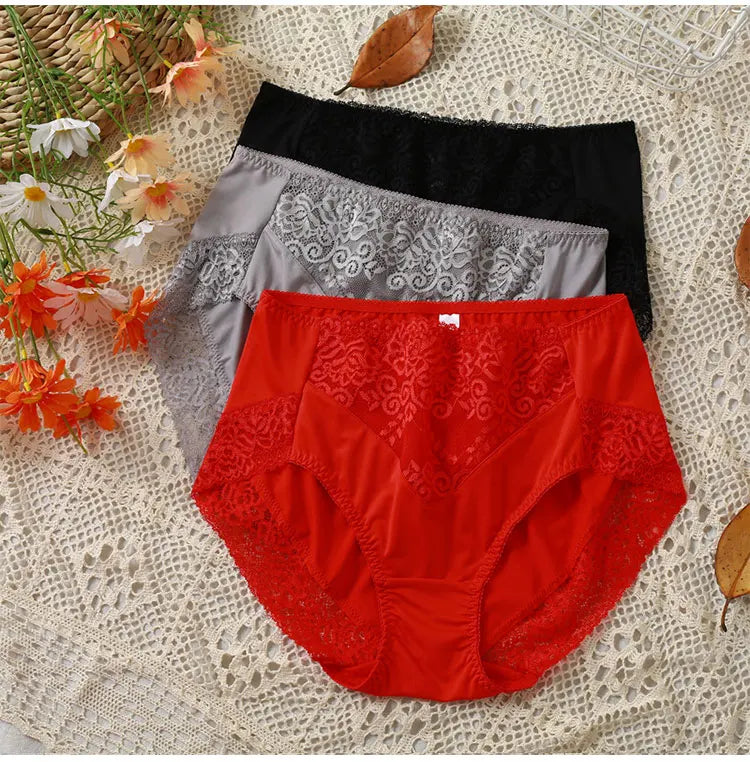 Plus Size Women Panties Sexy Lace Comfortable High Waist Milk Silk Panties for Women Underwear Ladies Briefs of Large Size XXXL