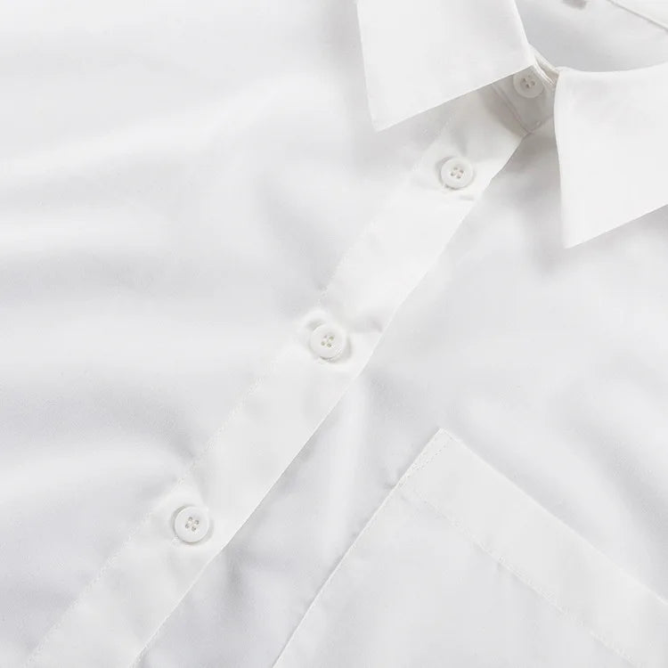 2025 New Fashion Women's Clothing Is A Complete Set of Simple and Loose White Shirts with Waist Seals