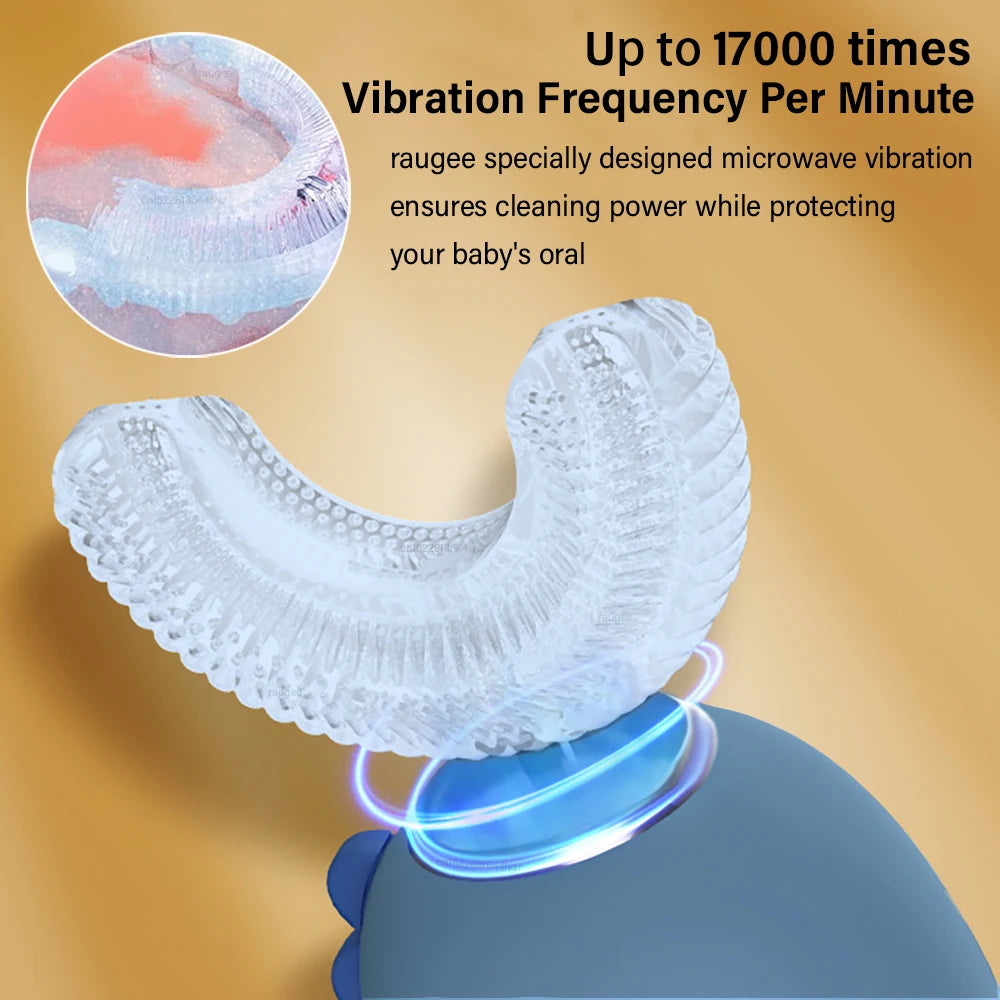 Children'S Electric Toothbrush 360° Sonic Electric Toothbrush Rechargeable Smart Toothbrush Blue Light IPX7 Toothbrush U-Shaped