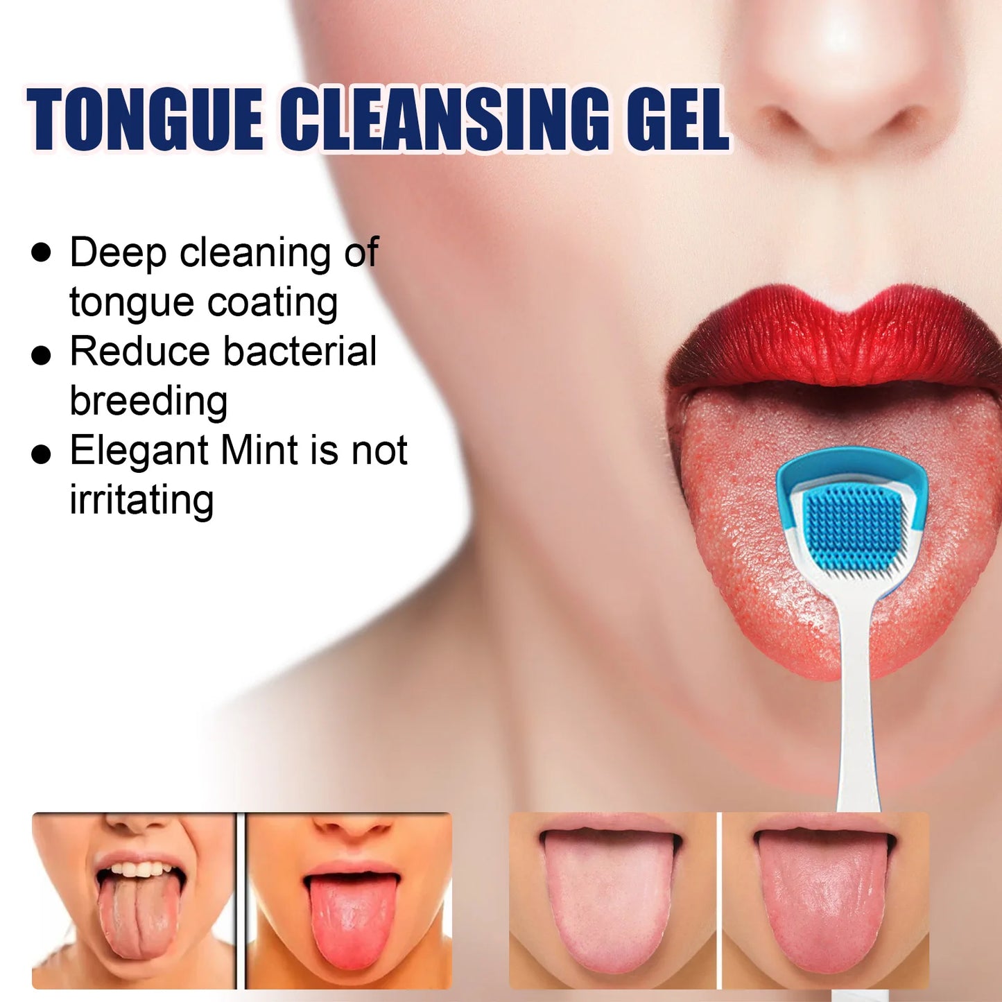 EELHOE Tongue Cleaning Gel with Brush Oral Care Removal Odor Health Fresh Breath Care Dental Hygiene Tools Coating Cleaning Kit