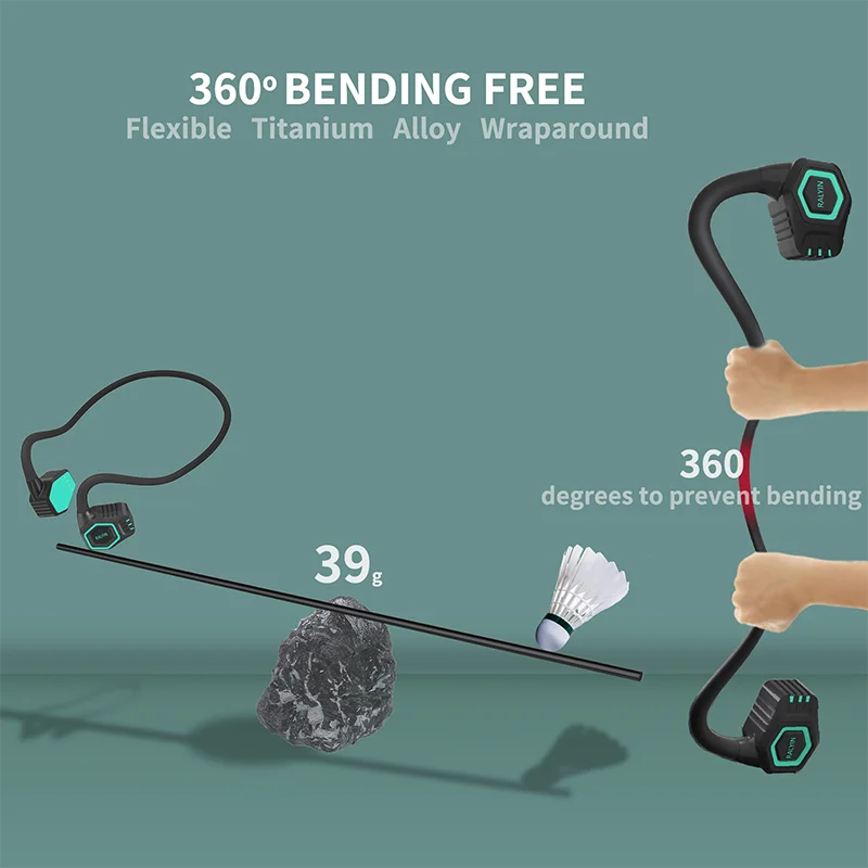 True Bone Conduction Earphone IPX8 Waterproof Swimming Headphones Bluetooth Wireless Sports Headset TWS with Mic