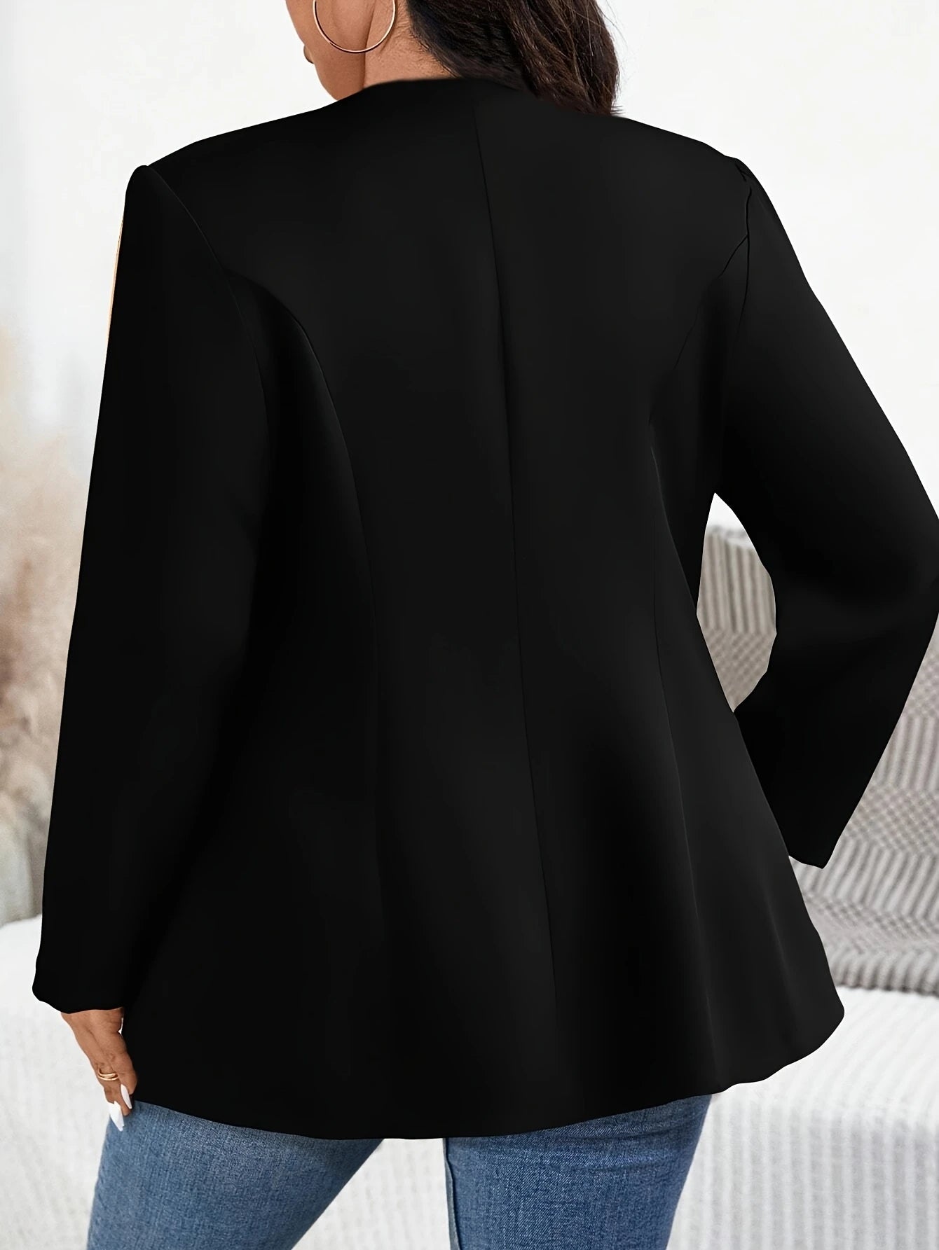 Plus Size Women's Solid Single-Breasted Blazer Elegant Long Sleeve Office Workwear Casual Chic Size-Inclusive Business Blouse