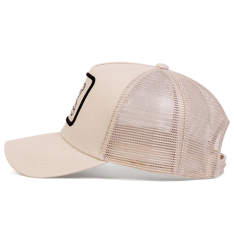 Unisex XX Little Bear Embroidery Baseball Net Caps Spring and Summer Outdoor Adjustable Casual Hats Sunscreen Hat