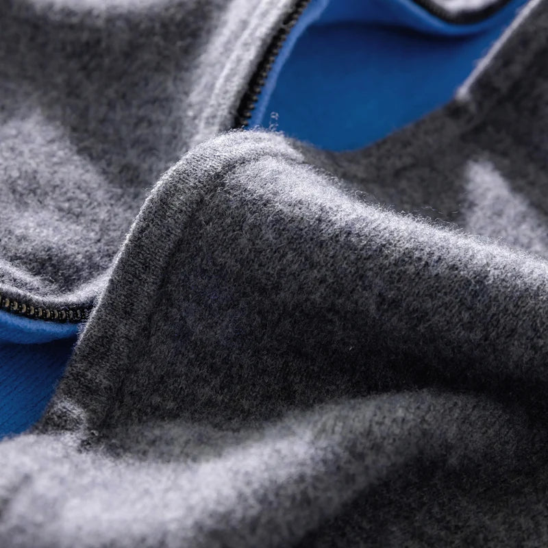 Men 100% Merino Wool Sweater Zipper Cardigan Wear Both Sides Autumn Winter Thick Warm Casual Cashmere Jumper Knitwear Coat Tops