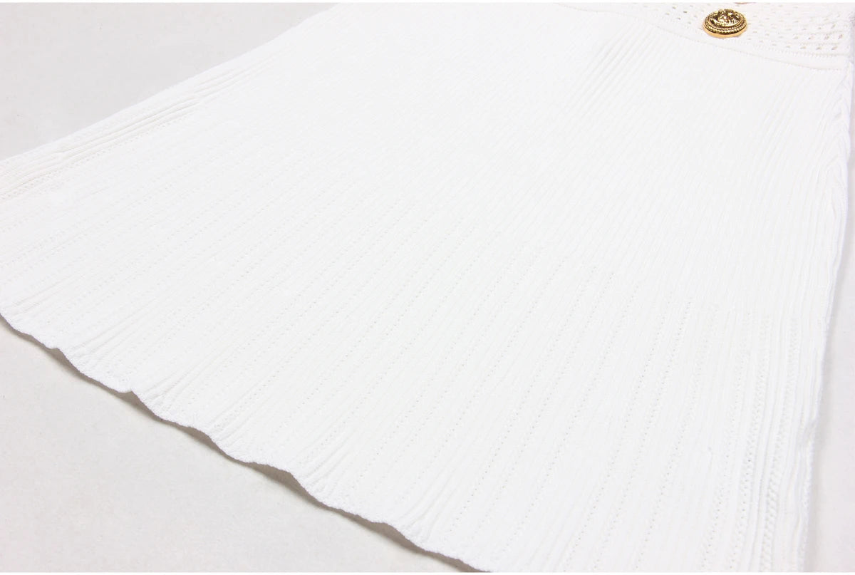 Spring And Summer New Fashionable Knitted Elastic Solid Color Short Sleeved Double Breasted Slim Fit Fishtail Women's Dress
