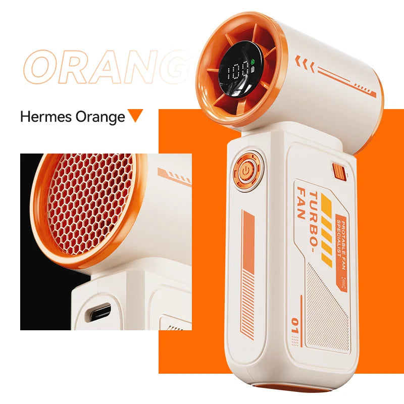 2025 New High Speed Turbo Small Air Cannon Electric Fan Portable Digital Display Handheld Fan USB Charging Fan Outdoor Mini Fan