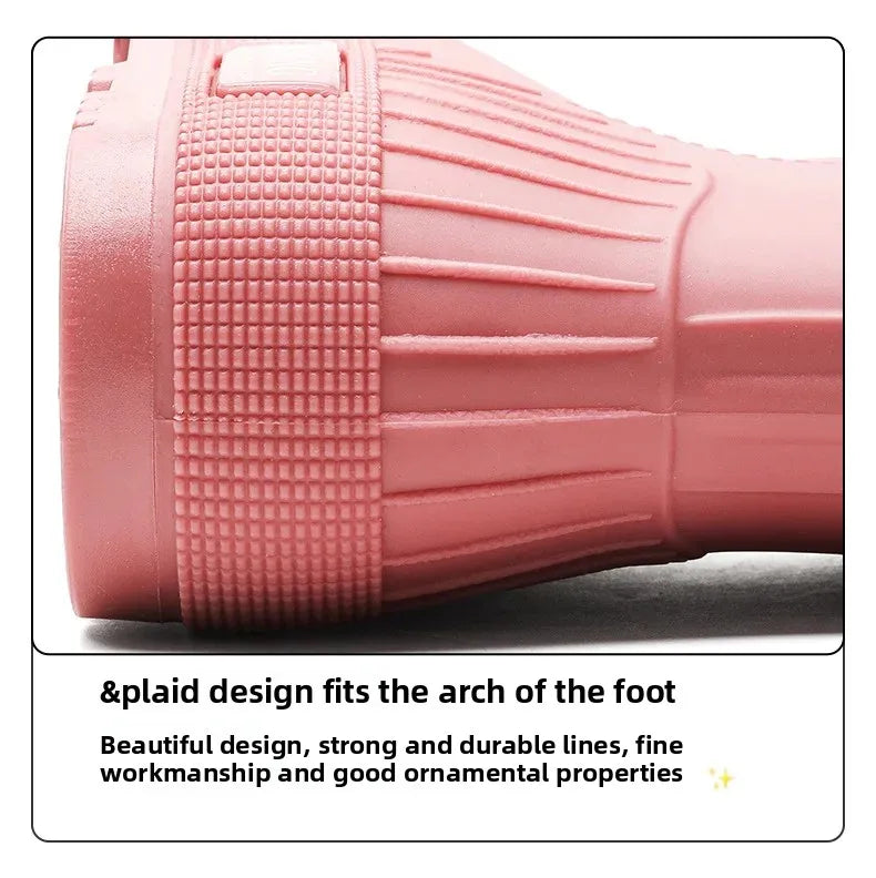 Women's High-Top Rain Boots Spring Autumn Waterproof Slip-Resistant Long Tube Shoes for Outdoor Work PVC Material Knee-High