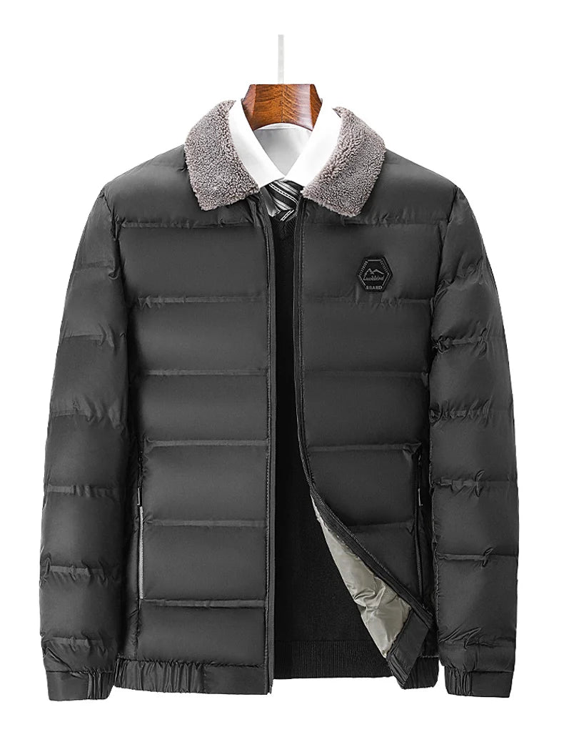 Winter Men Casual Parkas Solid Color Warm Thickened Jacket for Men Quality Turn-down Collar Male Overcoat 2024 Fashion All-match
