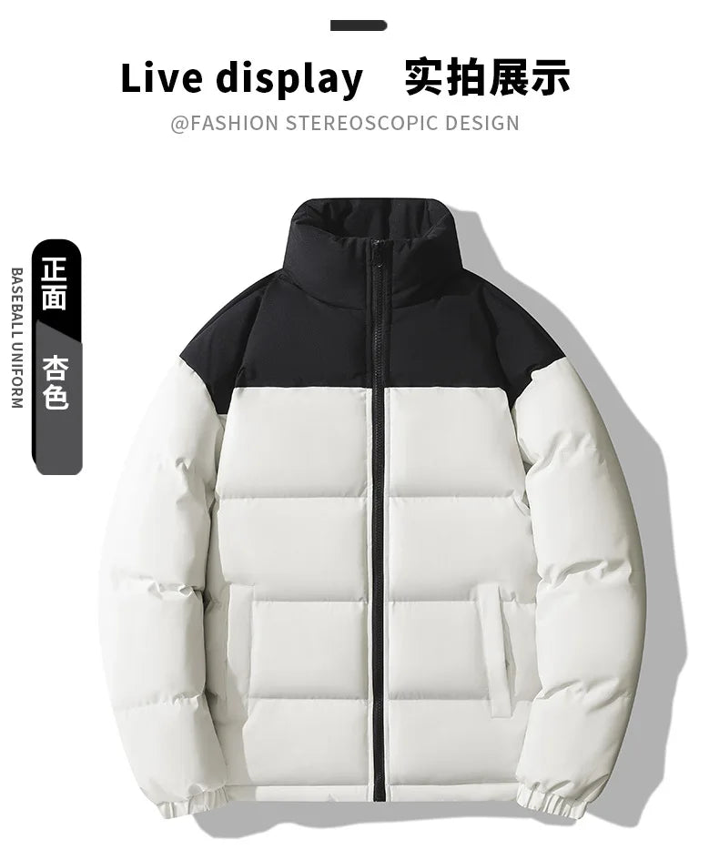 High End Clothing Men Padding Winter Brand Patchwork Designer Cotton Padded Oversized Jackets Male Windproof Coat Parka Overcoat