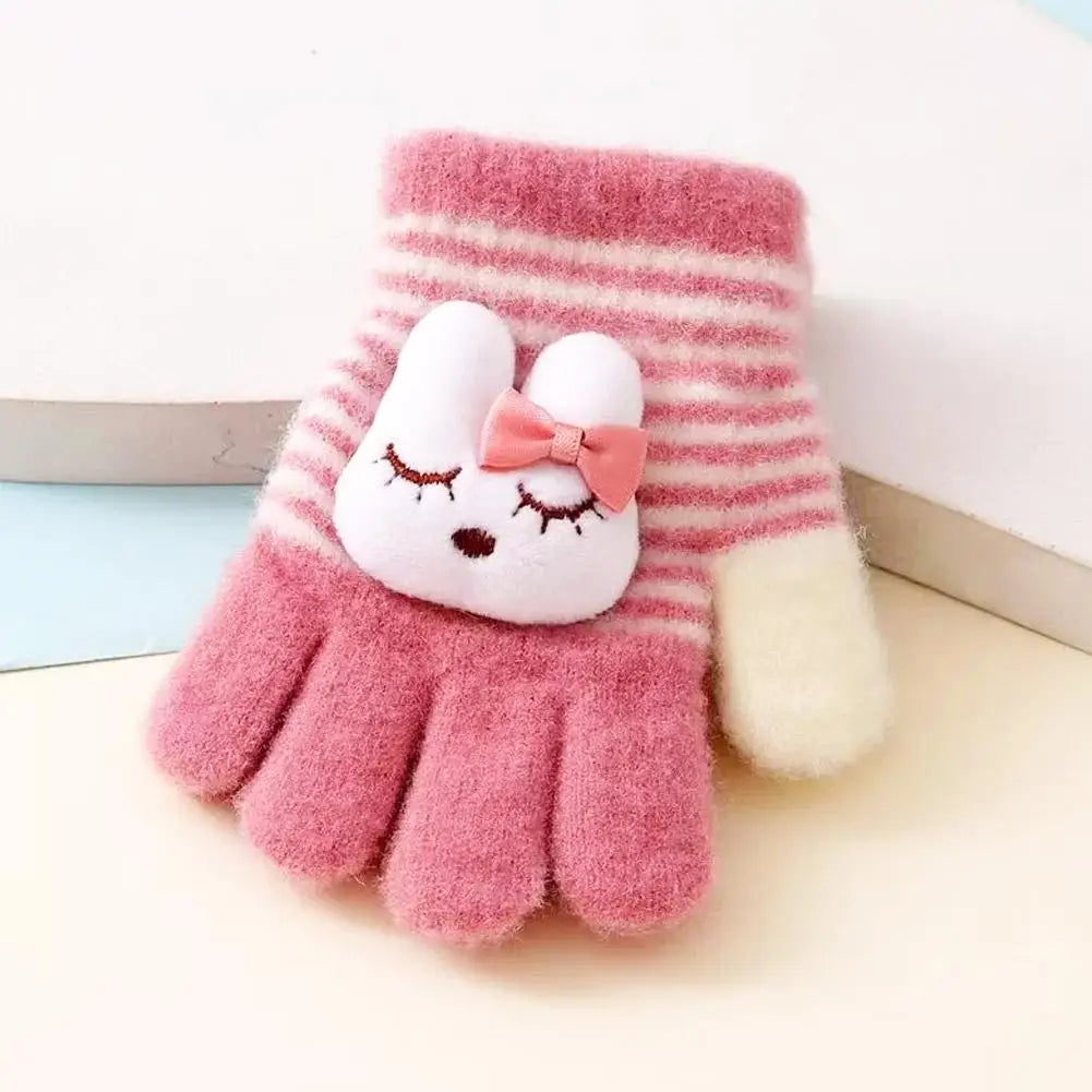 Kids Winter Gloves Thermal Warm Windproof Cartoon Animal Mittens for Boys Girls Children Outdoor Skiing Full-Finger Gloves