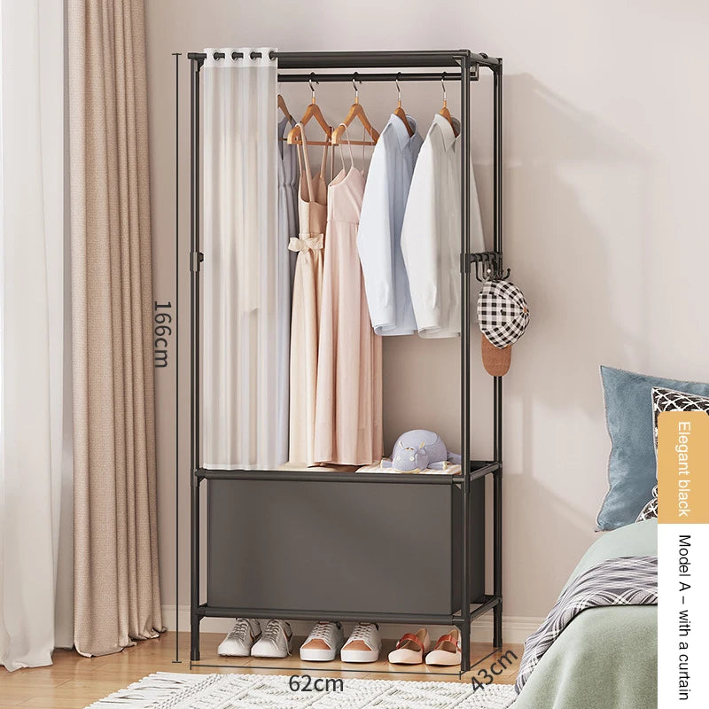 Wardrobe Folding Portable Clothing Storage Cabinet Non-Woven Dustproof Simple Steel Assembly Closet Multipurpose Furniture