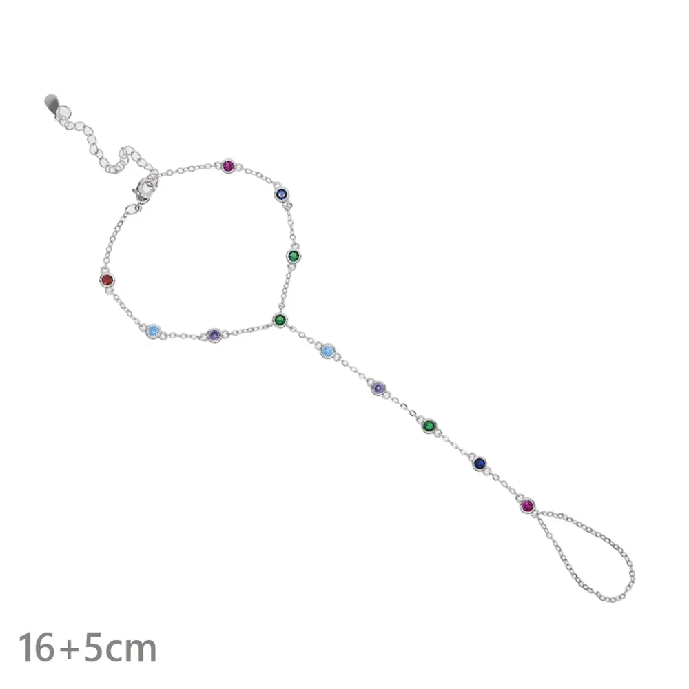 New Iced Out Oval CZ Choker Bracelet Silver Color Bling Lariat Long Bar Round Stone Long Tassel Bangle Women Jewelry
