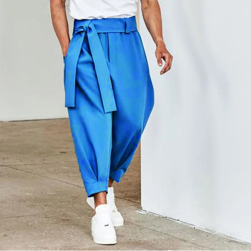 Spring Men Belt Baggy Pants Casual Streetwear Premium Quality Solid Color Oversized Joggers Fashion Harem Pants 2026 New S-3XL