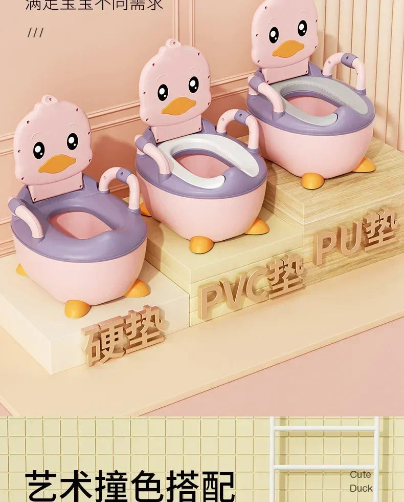 Potty Training Toilet for Kids Household Cute Cartoon Duck Soft Hard Cushion Clamshell Waist Guard Toilet Baby Toilet Supplies