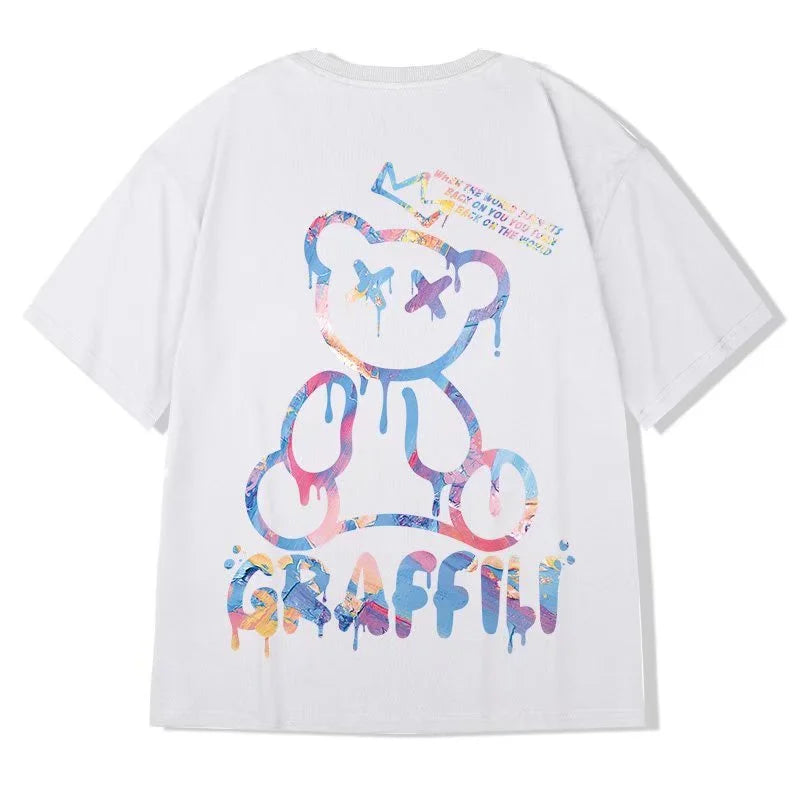 M-8XL Oversized Tshirts New Korean T-shirt Loose Summer Enlarged Round Neck Casual Couple Top Short Sleeve Men's Shirt