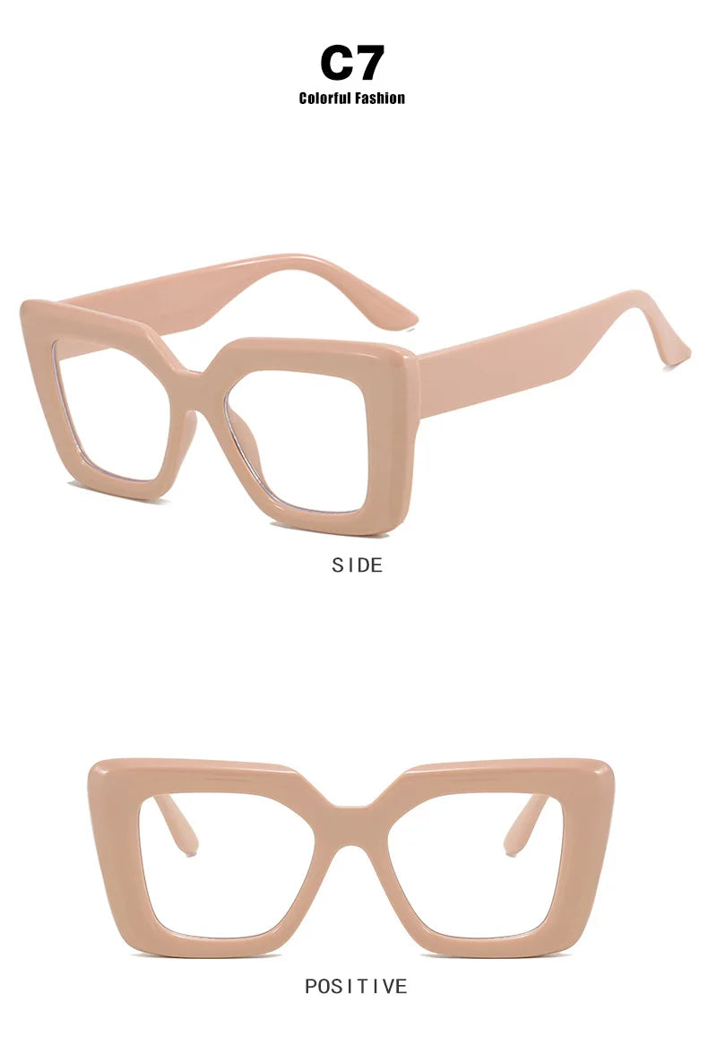 Retro Luxury Oversized Square Anti-Blue Light Glasses Women Men Optical Eyeglasses Trendy Computer Classic Glasses Ladies Lentes