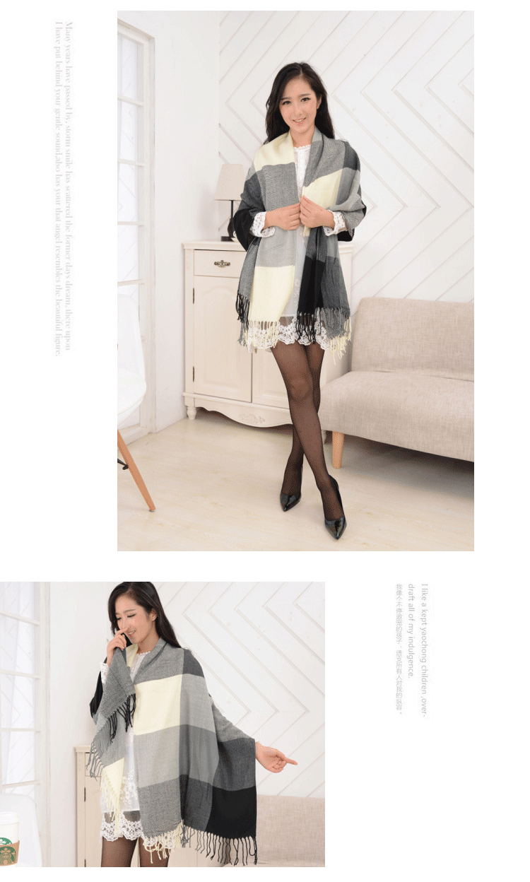 Winter Female Lattice Imitation Cashmere Scarf Autumn And Winter Thick Fashion Warm Wild Scarf Shawl