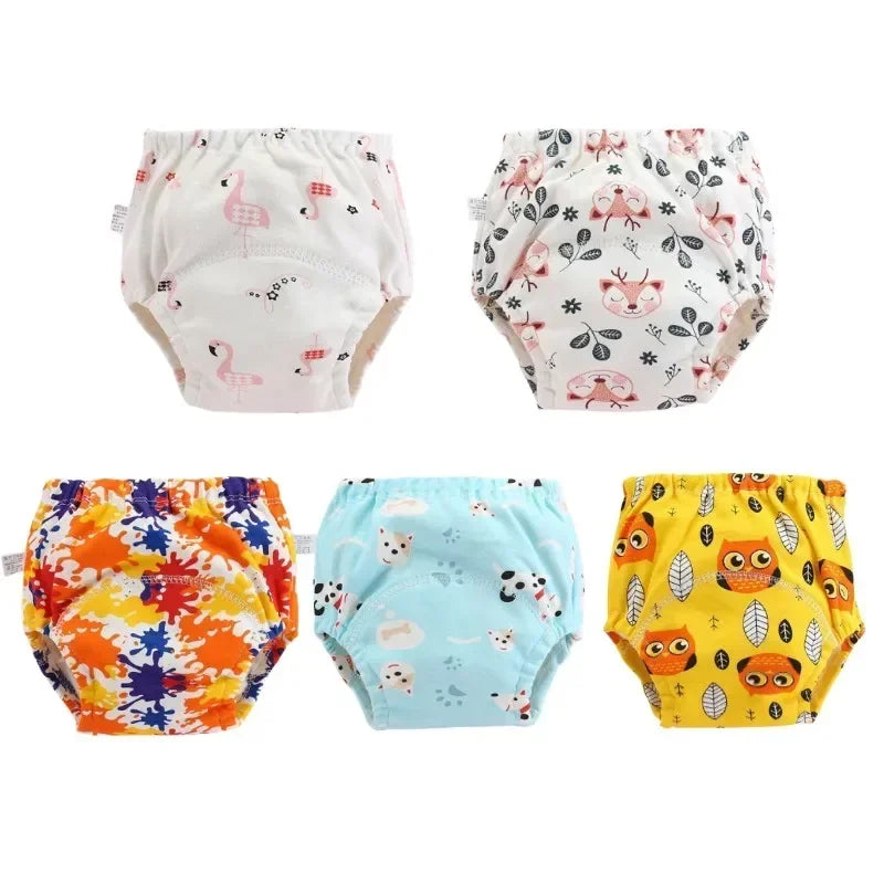 5PC Waterproof Reusable Cotton Baby Training Pants Infant Shorts Underwear Cloth Baby Diaper Nappies Panties Nappy Changing