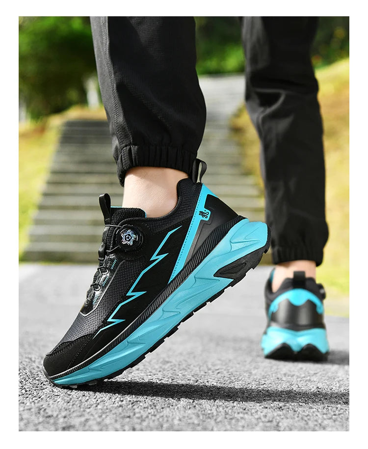 Spring Summer Large Rotating Buckle Mesh Breathable Sneakers Men's Running Shoes Fashion Casual Shoes 39-48