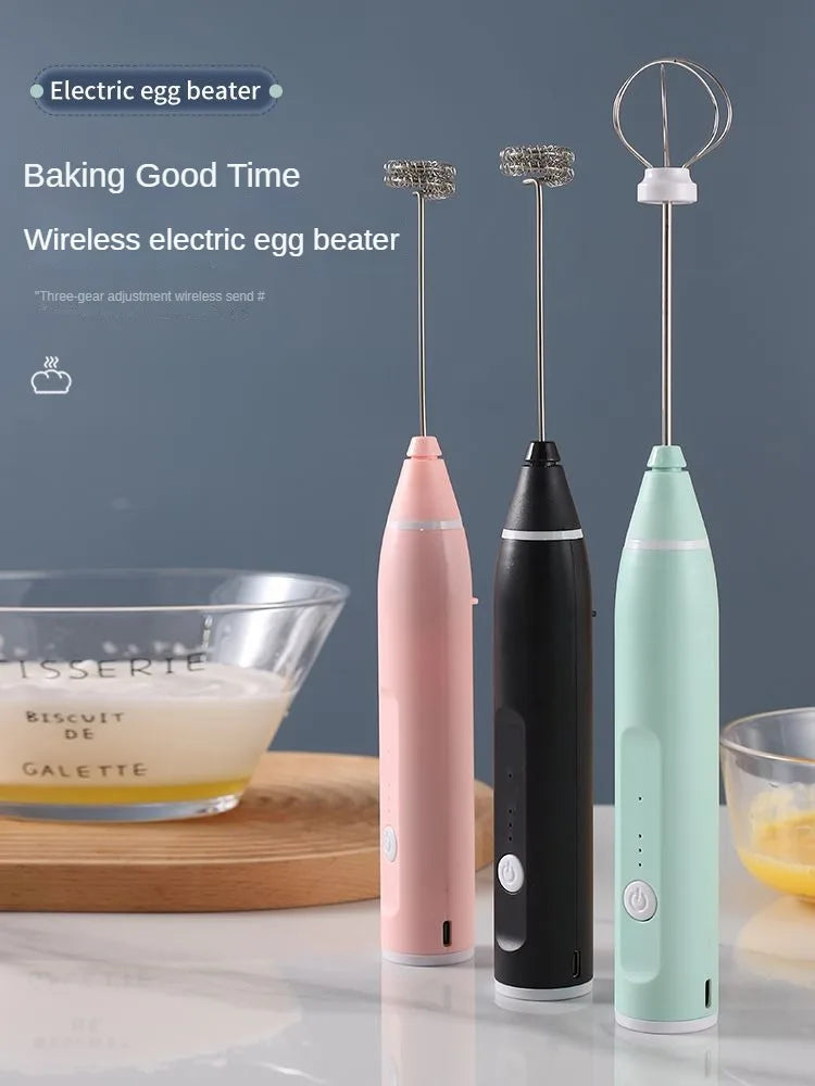 Electric egg beater, milk frother, 3-speed USB charging handheld cream mixer, cream stick, kitchen tool, food mixer