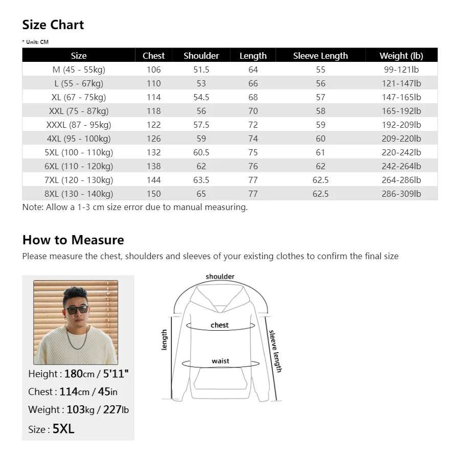 Men Sweatshirts Hoodies Oversized 6XL 7XL 8XL Plus Size Full Length O-Neck Pullovers Spring Autumn Streetwear Fashion Sportswear
