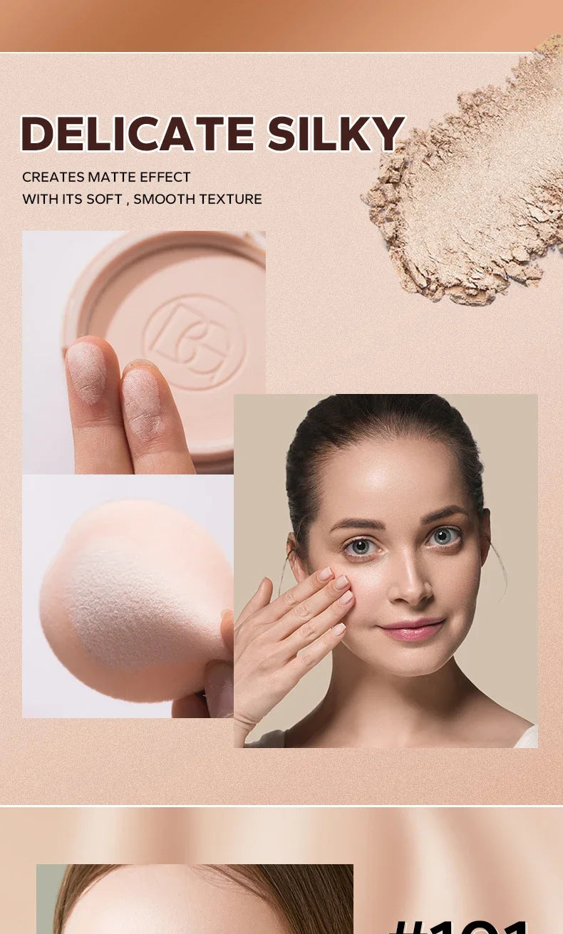 BEAUTY GLAZED Face Powder Oil Control Flawless Long Lasting Waterproof Lipstick Matte Setting Powder Face Makeup With Mirror