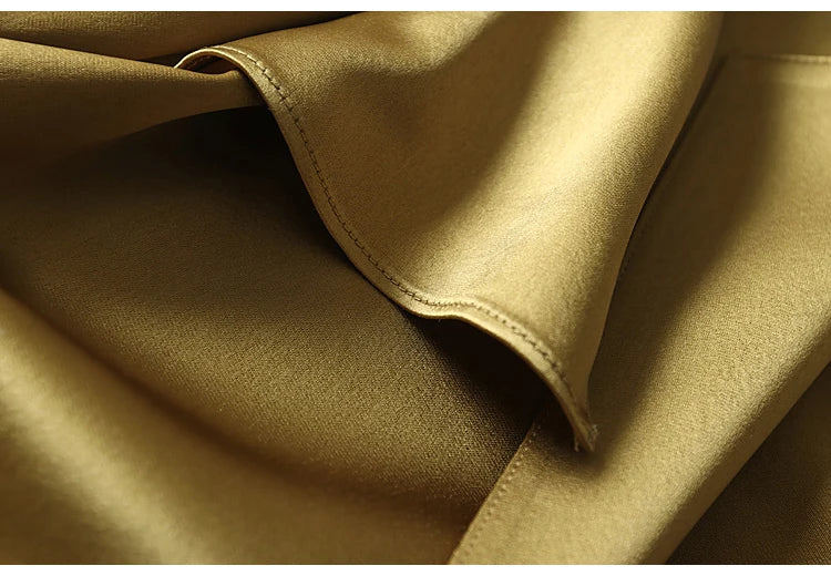 Lautaro Spring Autumn Long Soft Luxury Elegant Flowy Satin Acetate Trench Coat for Women High Quality Chic British Fashion 2022