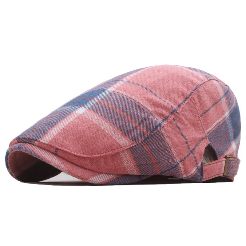 New Classic Plaid Beret Women Retro Art Leisure Hat for Men Spring Summer Breathable Baseball Cap Casual Suncap Outside Female
