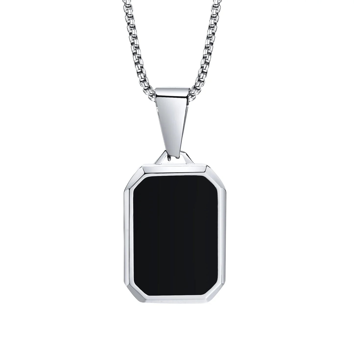 Simple Geometric Pendant Necklaces for Men Women Rectangle Stainless Steel Jewelry Cadenas Para Hombre Collares Para Mujer