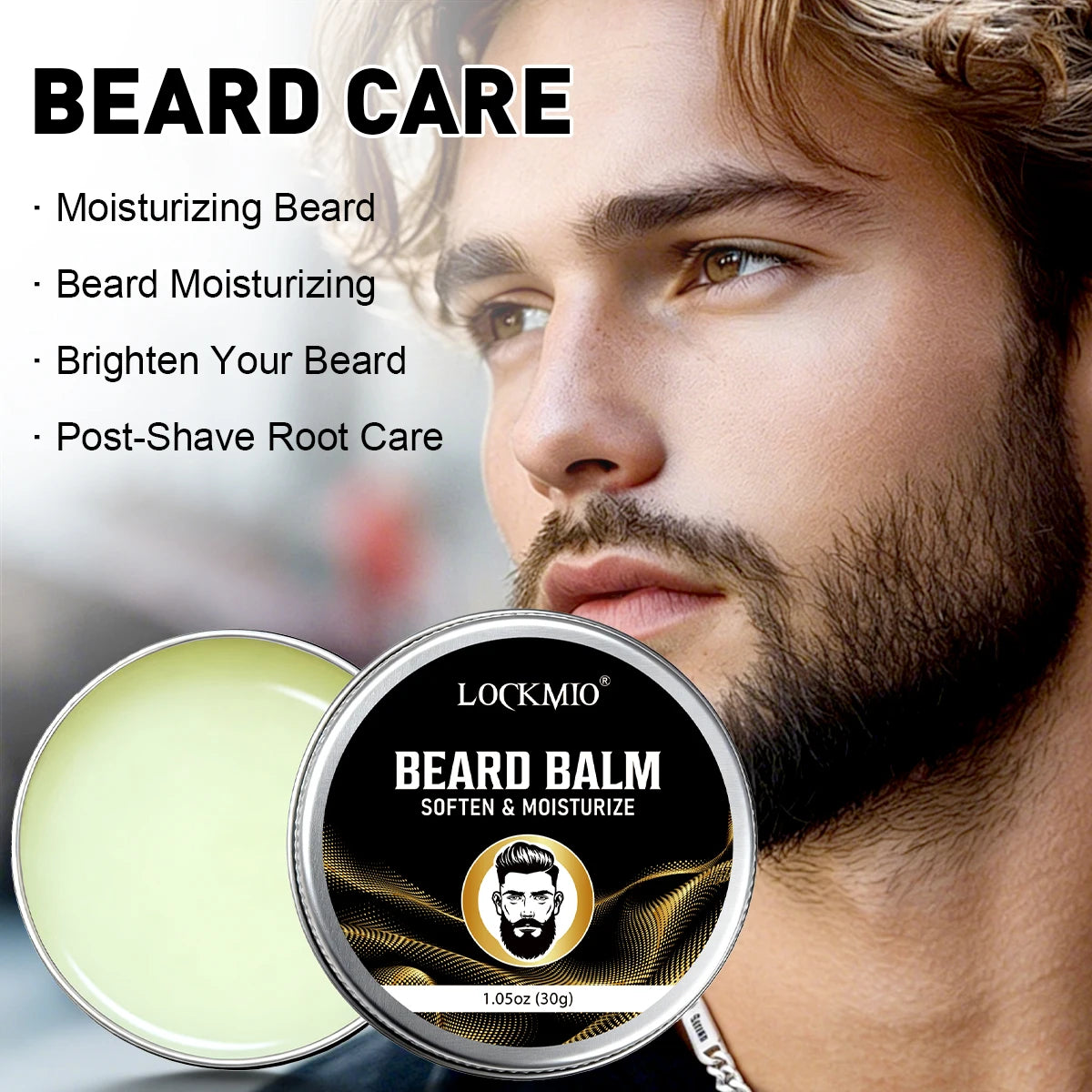 Valentine's Day Men Beard 4pcs Set for Boyfriend/Husband Moisturizing and Nourishing Facial Hair Growth Oil Mustache Styling Wax
