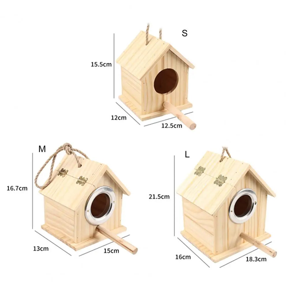Bird Nest Sturdy Garden Decoration Wooden Bird House Eco-friendly Bird Nesting Box  Natural Wood