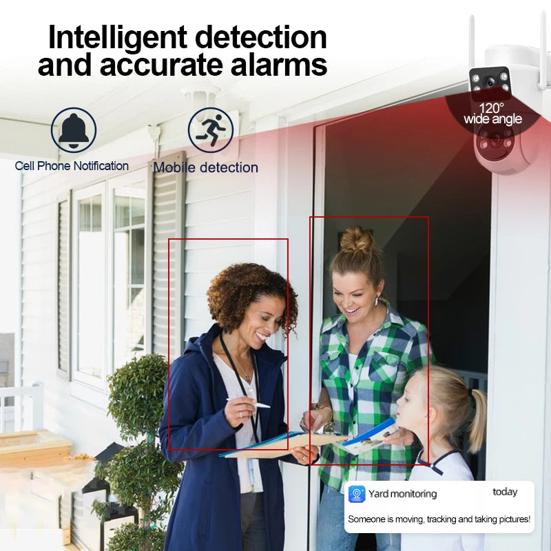 Hongnaer 8MP Dual Lens 4K Wireless WiFi/4G Sim Card Solar Powered Panel IP PTZ Outdoor WiFi Security CCTV Solar Camera