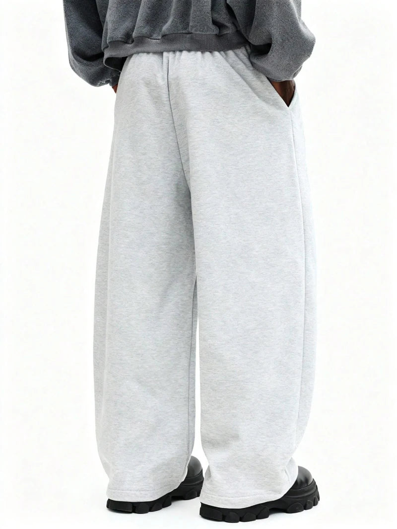 Relaxed Drawstring Sweatpants Heather Joggers Casual Lounge Pants Comfortable Elastic Waist Cotton Blend Bottoms, Men Grey